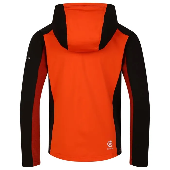 Dare 2b Thriving Hooded Core Stretch Midlayer Puffins Orange Black Kids Fleece