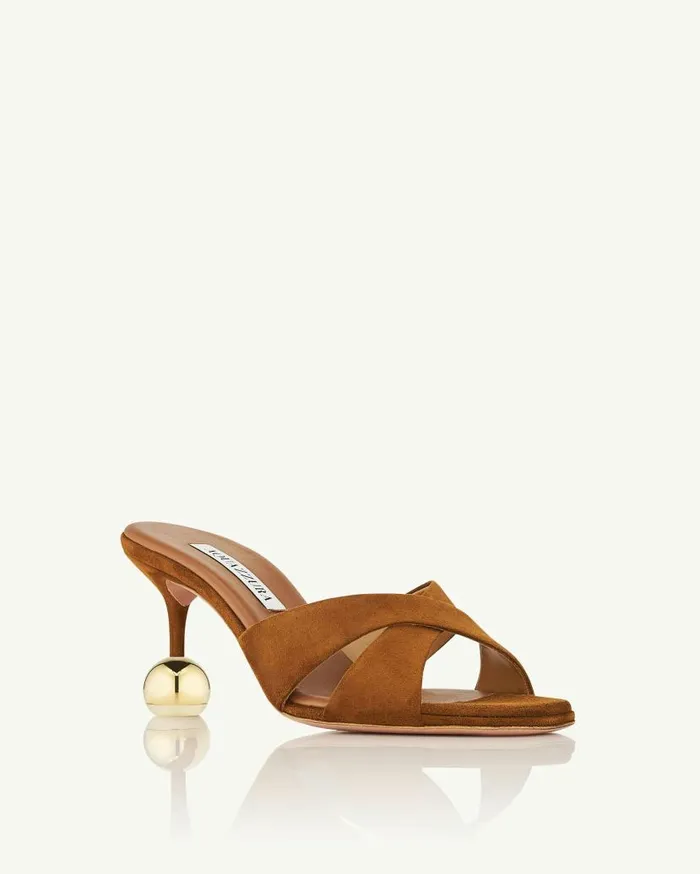 Darling Mule 75 Brown Women Aquazzura Slides and Mules
