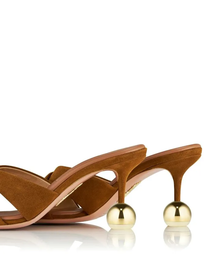 Darling Mule 75 Brown Women Aquazzura Slides and Mules Darling Mule 75 Brown Women Aquazzura Slides and Mules