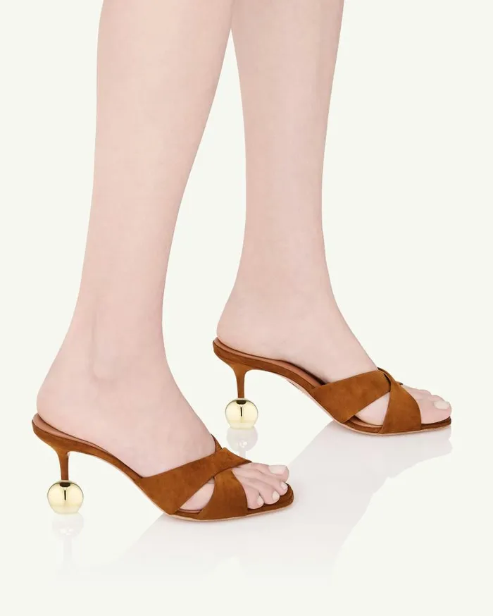 Darling Mule 75 Brown Women Aquazzura Slides and Mules Darling Mule 75 Brown Women Aquazzura Slides and Mules