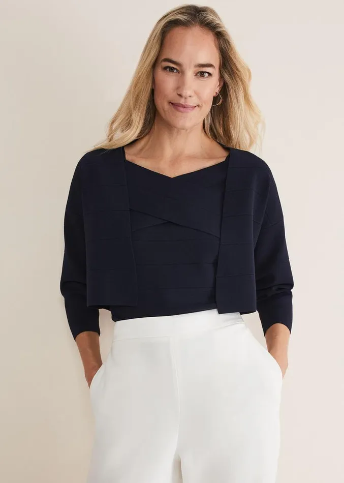 Delphi Bandage Knitted Cover Up Navy Women Phase Eight Knitwear