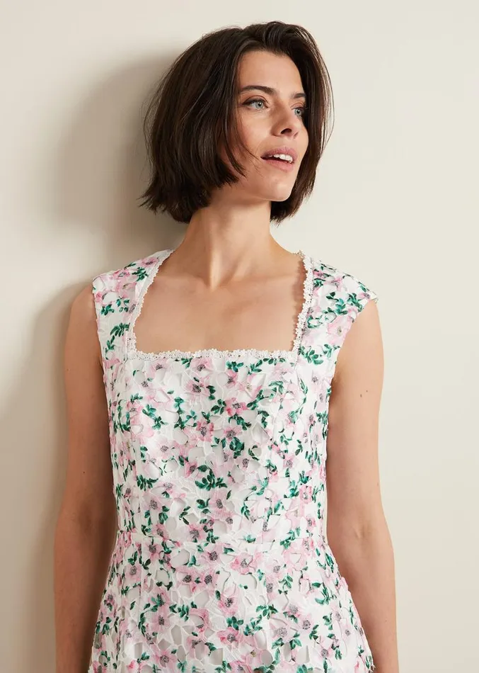 Diana Floral Lace Midi Dress Multicoloured Women Phase Eight Dresses