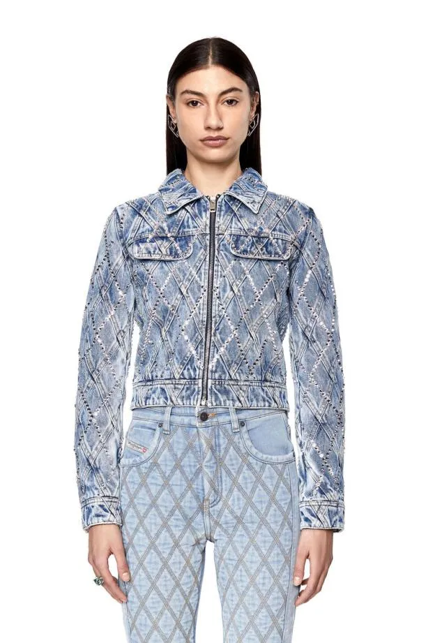 Diesel Deslimmyzipfs Light Blue Women Jackets