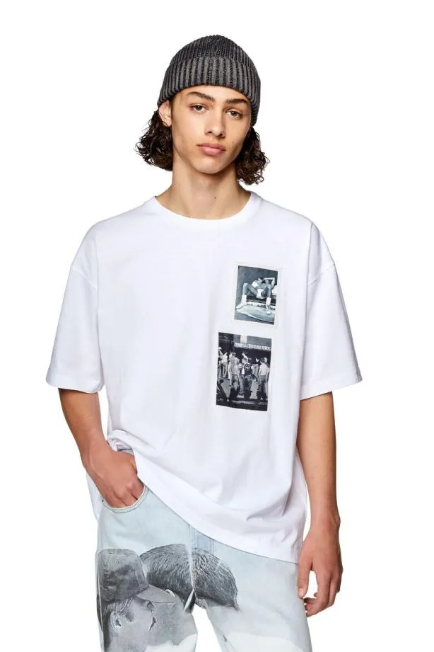 Diesel Prtnlabel23b White MenWomen TShirts and Polos