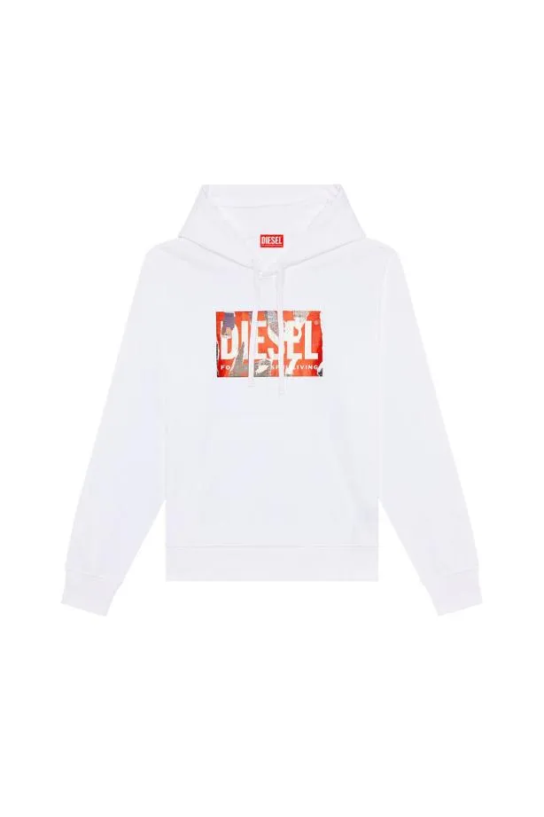 Diesel Sginnhoodl4 White Men Sweatshirts and Hoodies
