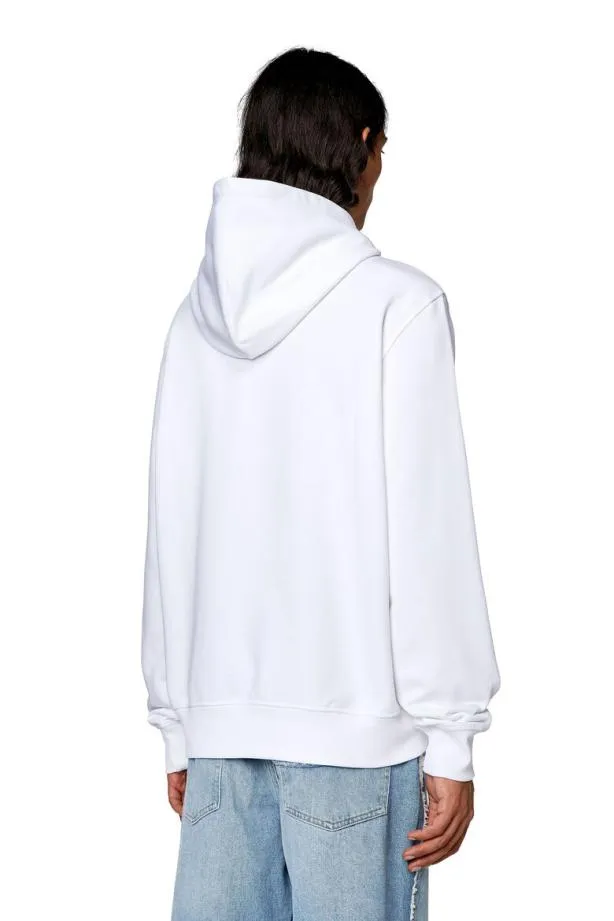 Diesel Sginnhoodl4 White Men Sweatshirts and Hoodies