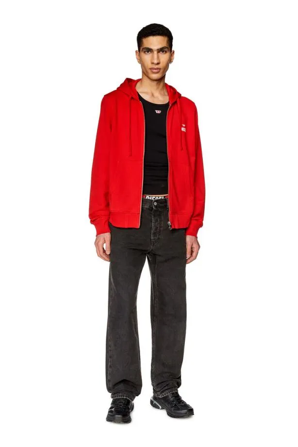 Diesel Sginnhoodzipg1 Red Men Sweatshirts and Hoodies
