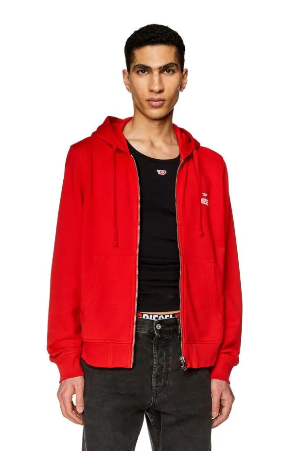 Diesel Sginnhoodzipg1 Red Men Sweatshirts and Hoodies