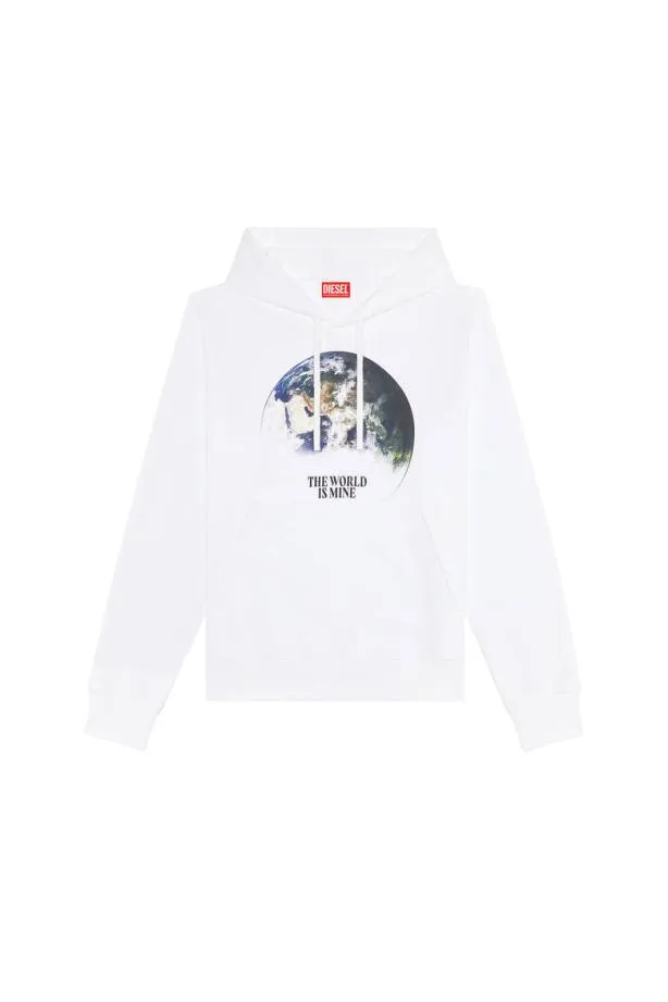Diesel Sginnwelthood White Men Sweatshirts and Hoodies