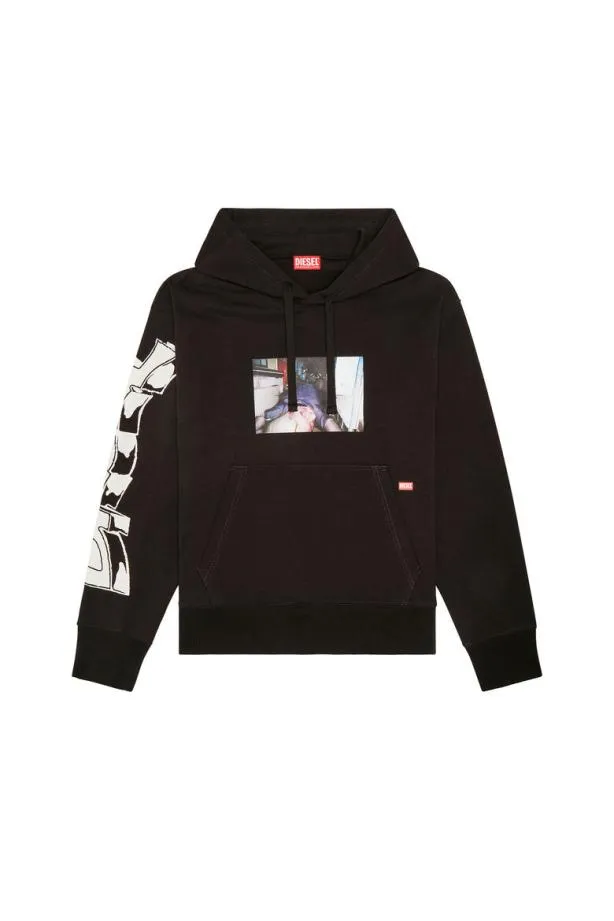 Diesel Smacshoodl3 Black Men Sweatshirts and Hoodies