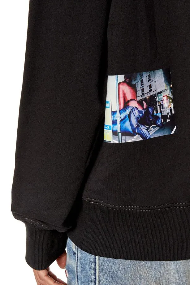 Diesel Smacshoodl3 Black Men Sweatshirts and Hoodies