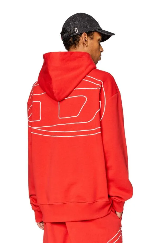 Diesel Smacshoodmegovald Red Men Sweatshirts and Hoodies