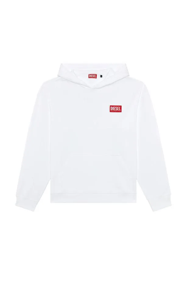 Diesel Snlabelhoodl1 White Men Sweatshirts and Hoodies