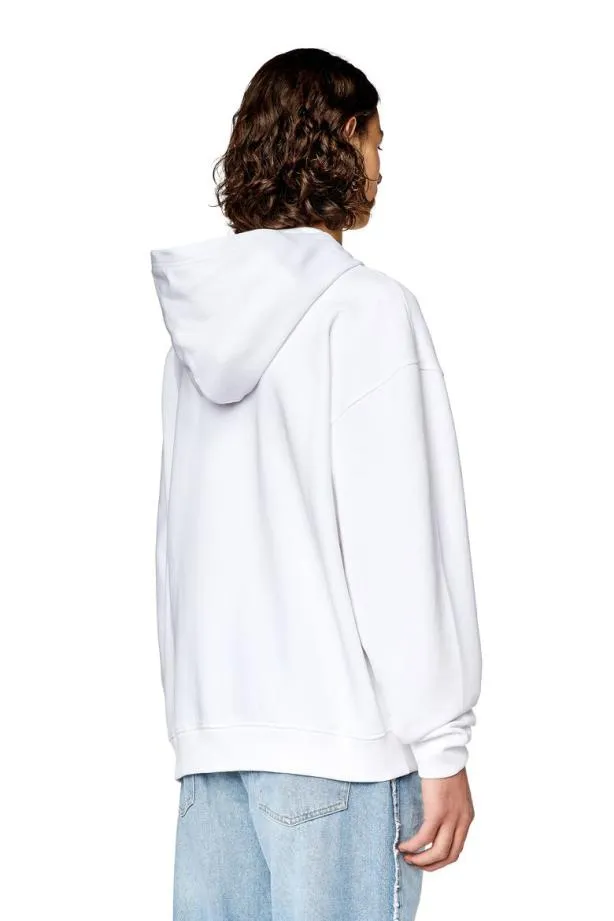Diesel Snlabelhoodl1 White Men Sweatshirts and Hoodies