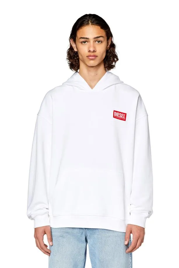 Diesel Snlabelhoodl1 White Men Sweatshirts and Hoodies