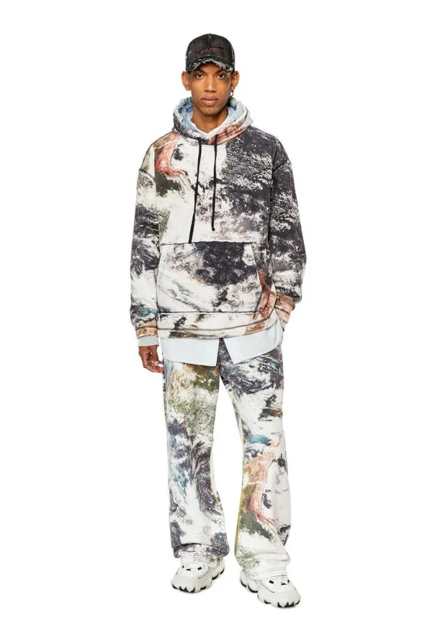 Diesel Spayhoodl1 Whiteblack Men Sweatshirts and Hoodies