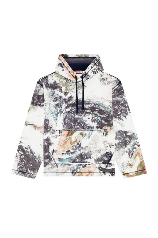 Diesel Spayhoodl1 Whiteblack Men Sweatshirts and Hoodies