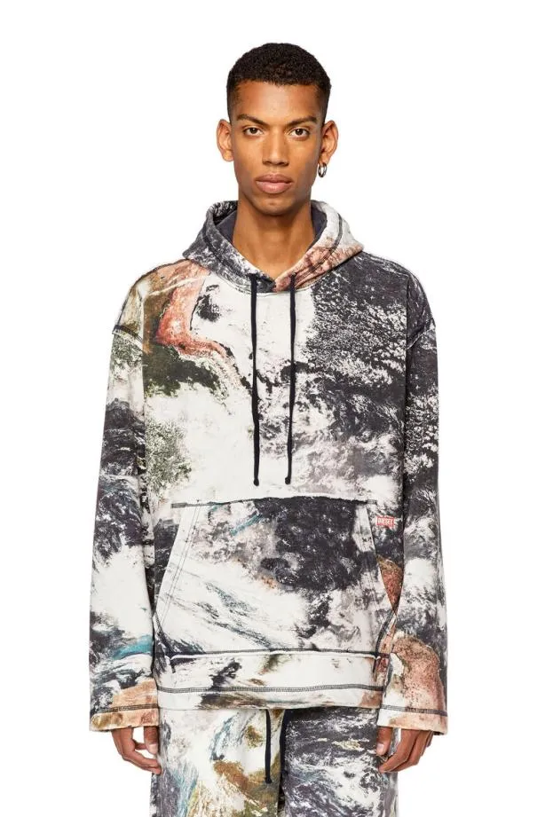 Diesel Spayhoodl1 Whiteblack Men Sweatshirts and Hoodies