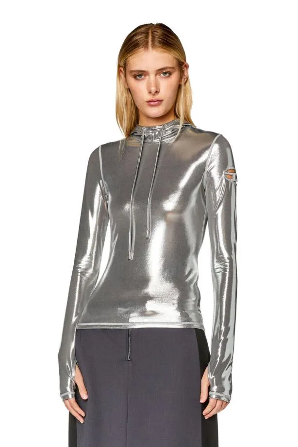 Diesel Tmetall1 Silver Women TShirts and Tops