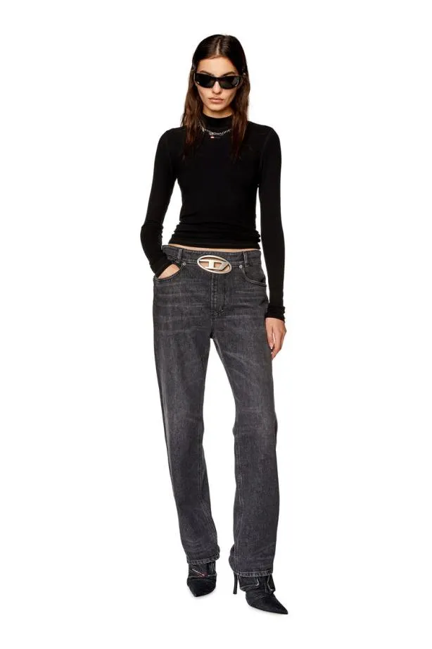 Diesel Tmokkylsmicrodiv Black Women TShirts and Tops