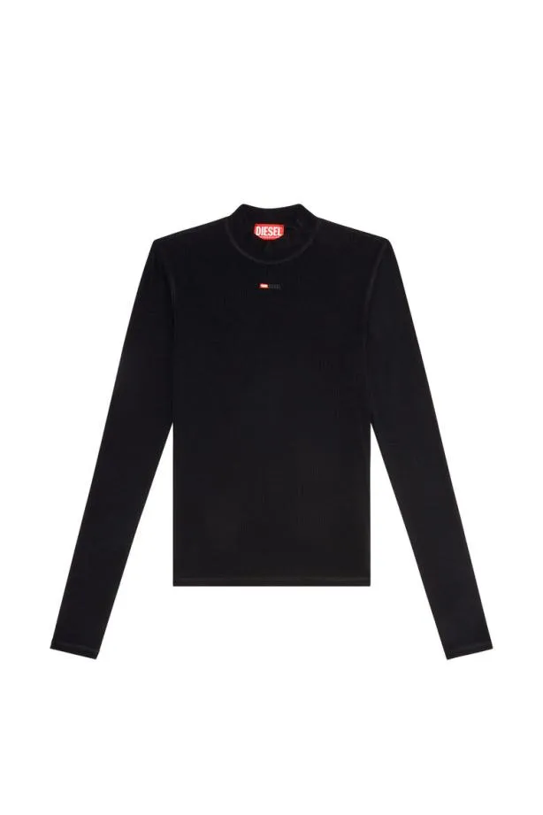 Diesel Tmokkylsmicrodiv Black Women TShirts and Tops