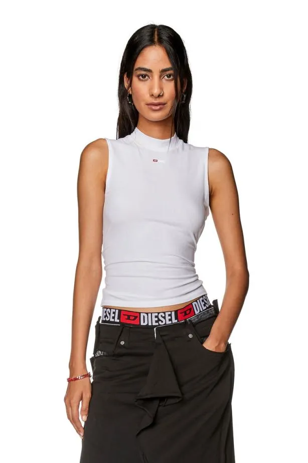 Diesel Tmokkyslmicrodiv White Women TShirts and Tops