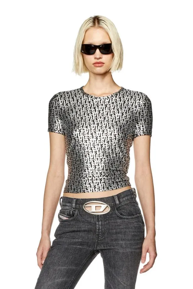 Diesel Tuncutielongl5 Dark Grey Women TShirts and Tops