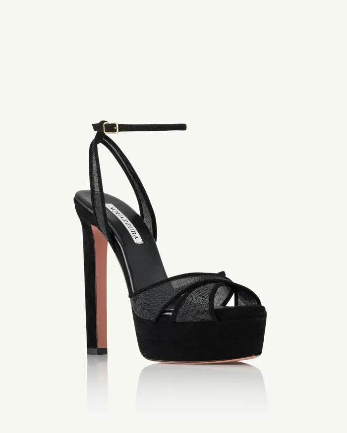Divine Mesh Sandal Plateau 130 Black Women Aquazzura Platforms