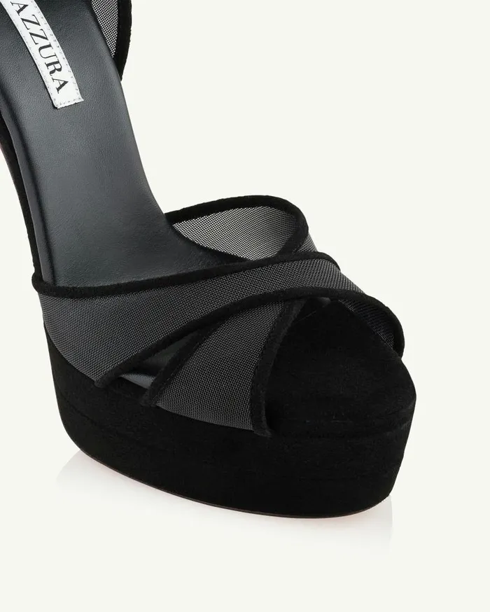 Divine Mesh Sandal Plateau 130 Black Women Aquazzura Platforms