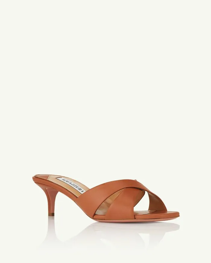 Divine Mule 50 Brown Women Aquazzura Slides and Mules