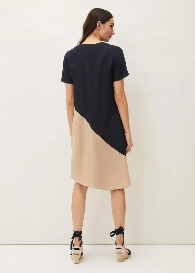Doty Colourblock LinenBlend Swing Dress Navystone Women Phase Eight Dresses