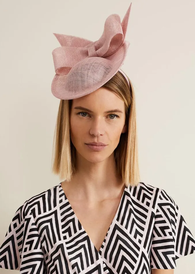 Double Bow Mini Disc Fascinator Pale Pink Women Phase Eight Fascinators and Hats