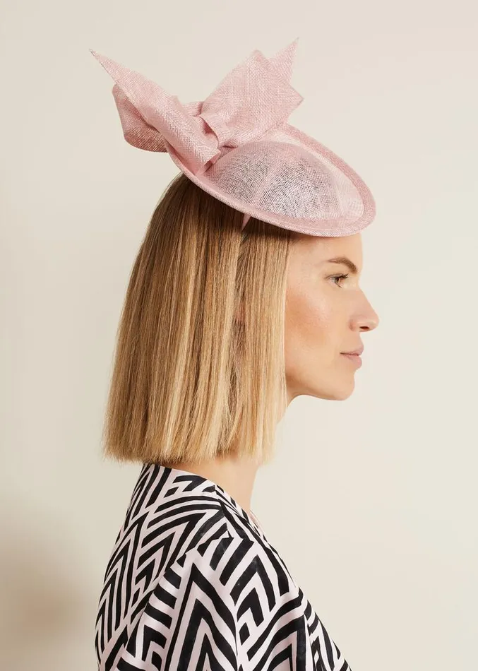 Double Bow Mini Disc Fascinator Pale Pink Women Phase Eight Fascinators and Hats