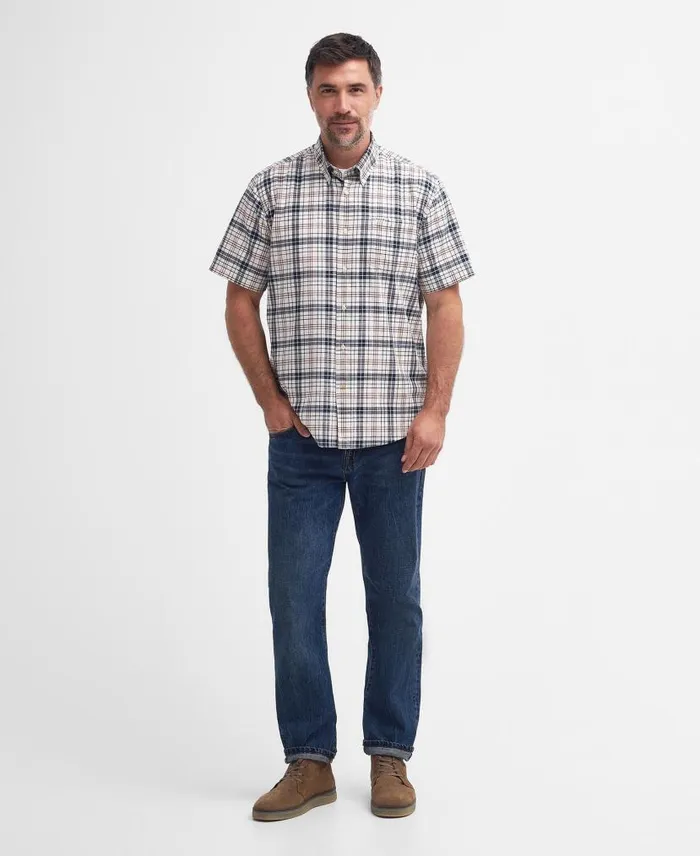 Drafthill Regular ShortSleeved Shirt Olive Men Barbour Shirts