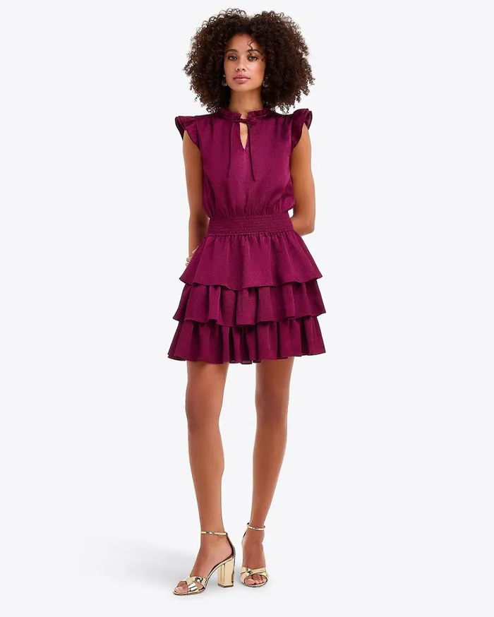Draper James Alana Tiered Dress In Hammered Satin Women Dresses