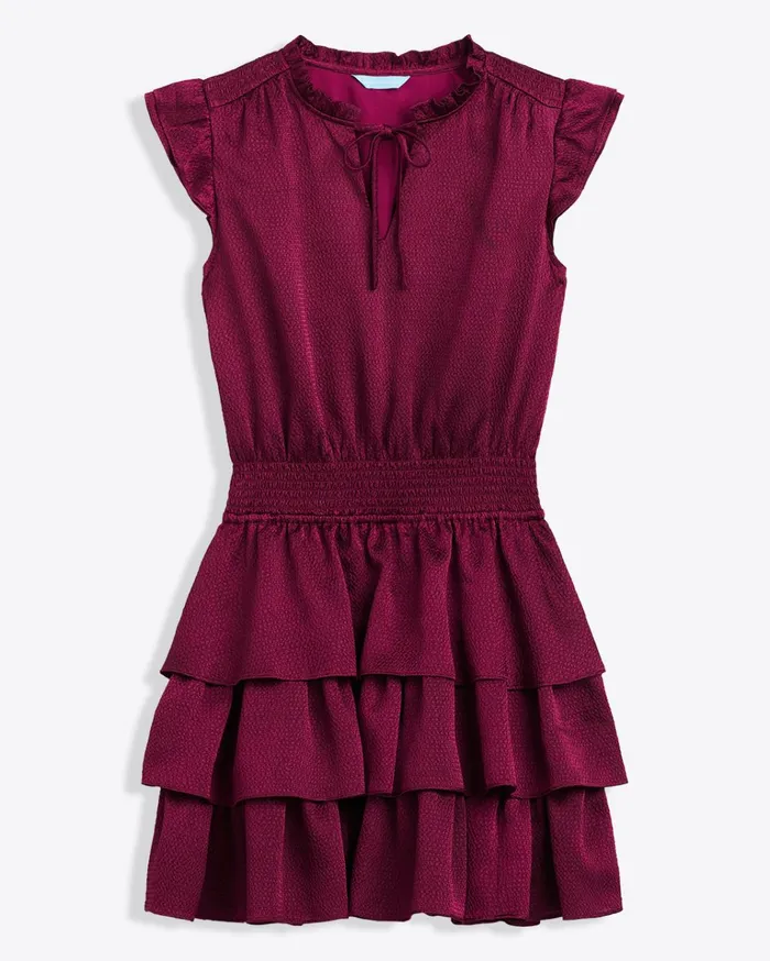 Draper James Alana Tiered Dress In Hammered Satin Women Dresses