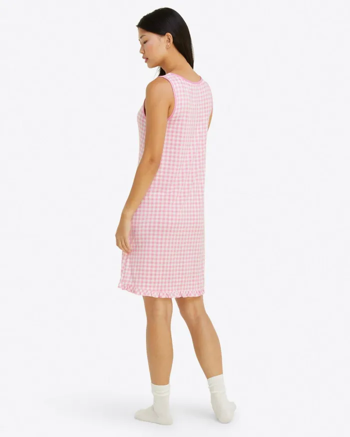 Draper James Alison Nightgown In Light Pink Gingham Women Lounge and Pajamas