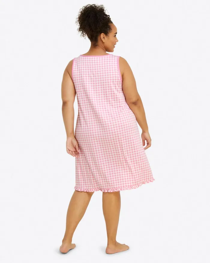 Draper James Alison Nightgown In Light Pink Gingham Women Lounge and Pajamas