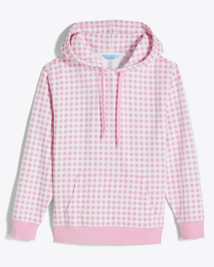 Draper James Hoodie In Pink Gingham Women Sweaters