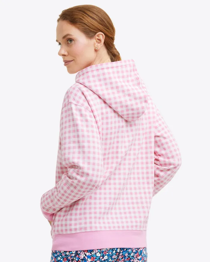 Draper James Hoodie In Pink Gingham Women Sweaters