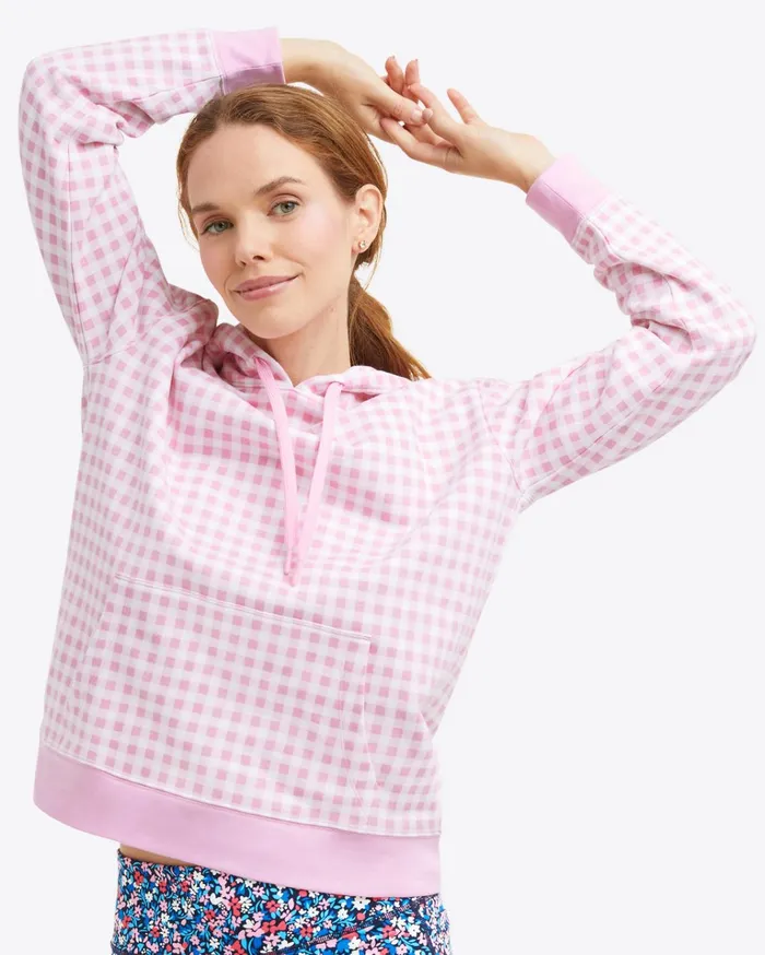 Draper James Hoodie In Pink Gingham Women Tops