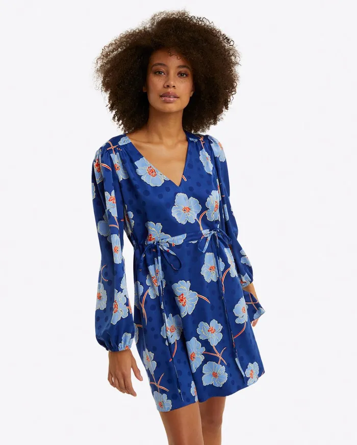 Draper James Kellie Babydoll Dress In Printed Dot Jacquard Women Dresses