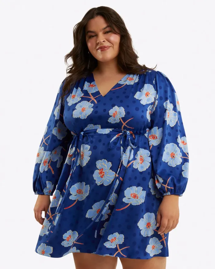 Draper James Kellie Babydoll Dress In Printed Dot Jacquard Women Dresses