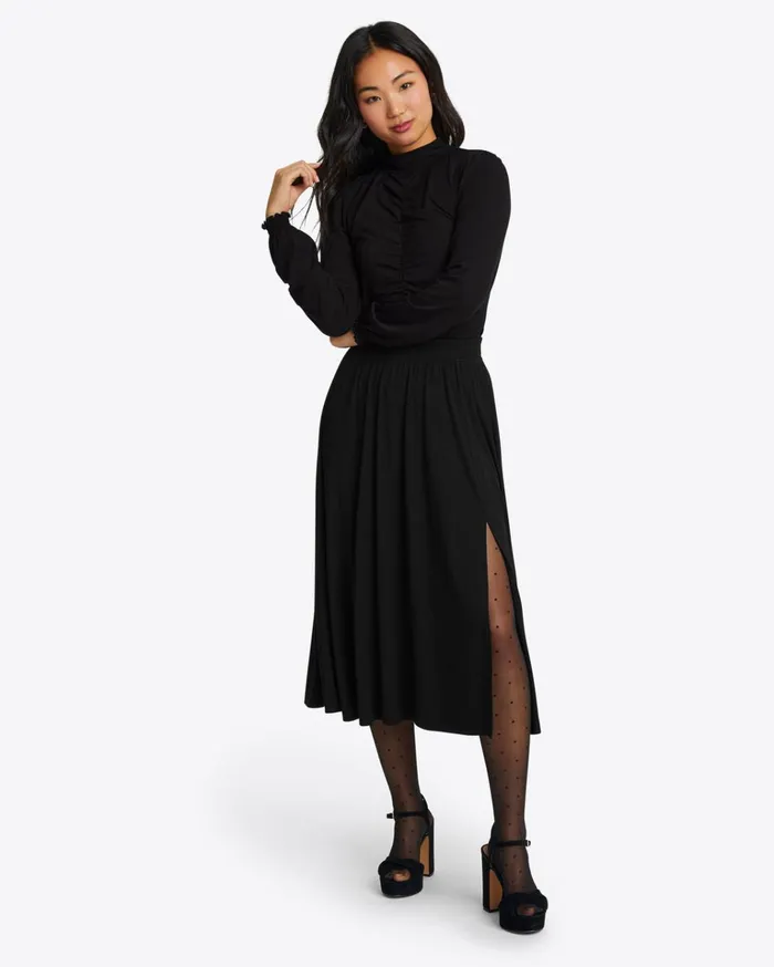 Draper James Knit Midi Skirt In Black Women Bottoms and Skirts