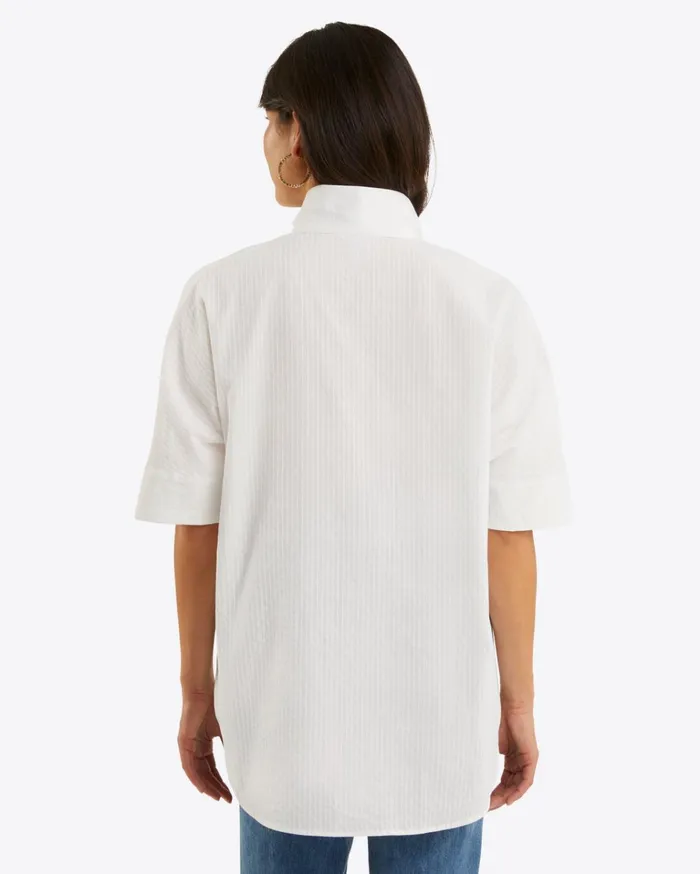 Draper James Logan Top In White Shirting Stripe Women Tops
