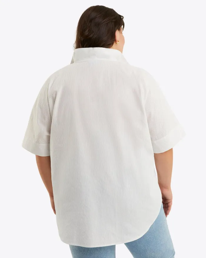Draper James Logan Top In White Shirting Stripe Women Tops