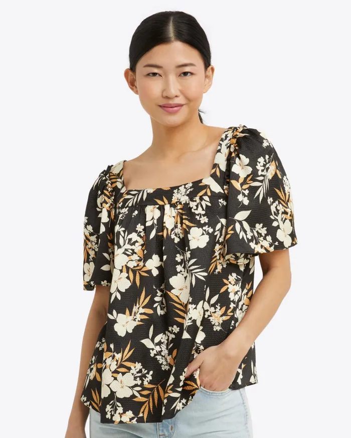 Draper James Maren Top In Midnight Magnolia Women Tops