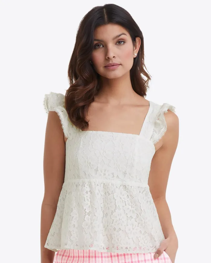 Draper James Melissa Babydoll Top In Lace Women Tops