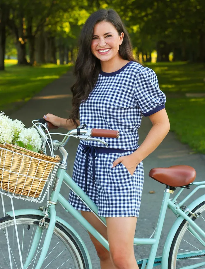 Draper James Natalie Sweatshorts In Gingham Women Lounge and Pajamas