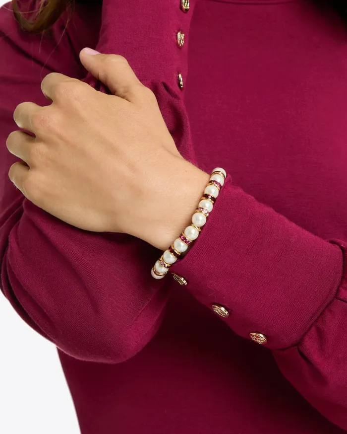 Draper James Pearl Gem Stripe Stetch Bracelet Women Jewelry